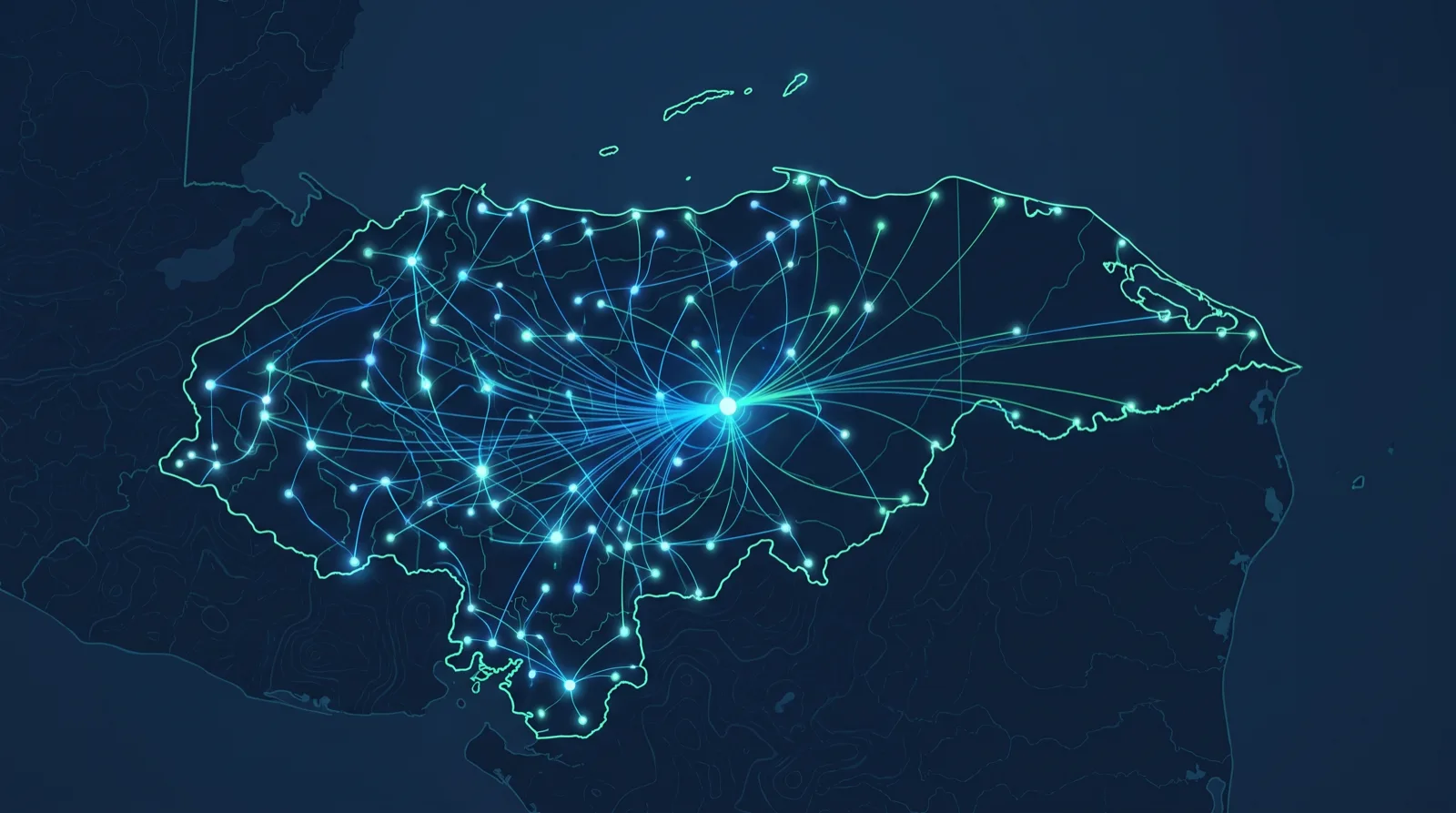 Map of Honduras as an abstract data network